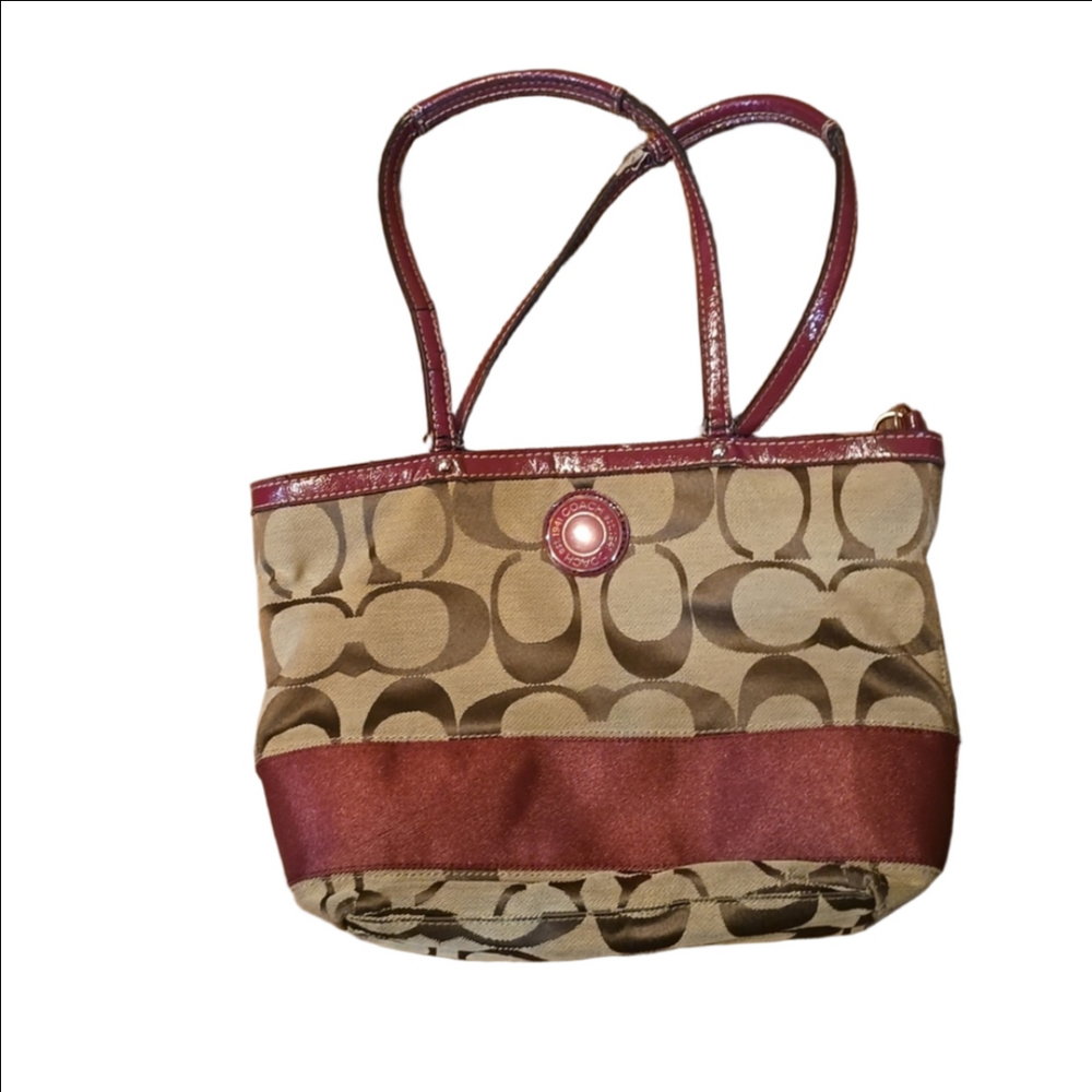 Coach Signature Stripe Tote Khaki - Vintage